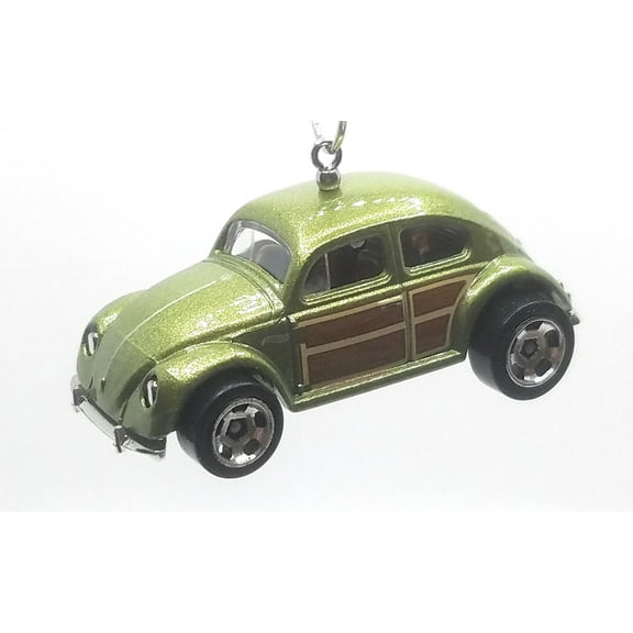Christmas Ornament for Volkswagen Beetle Wooden Panel Doors Green