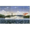 thumbnail image 1 of Ceramic Tile Mural-James Bard Ships Tile Mural Modern Interior Design. 30" w x 18" h using (15) 6 x 6 ceramic tiles, 1 of 3