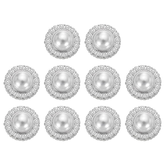 Uxcell 10pcs 28L Silver Faux Pearl Buttons 18mm 23/32" Plastic Round Sewing Button Replacement Craft Fastener for Coats Clothing DIY Decoration Crafts #6
