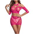 thumbnail image 2 of Conjunto de lencería para mujer, tentación, falda hueca a la cadera, tirantes, medias de red, talla grande, ropa interior de nailon para mujer, falda, 2 of 3