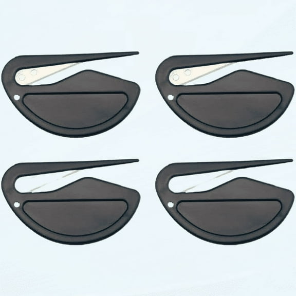 Envelope Slitter Set of 4, Black Letter Opener with Razor Blade for Safe and Easy Opening of Envelopes, Packages, and Paper