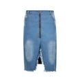 thumbnail image 1 of JDinms Jupe en Jean Taille Haute pour Femmes, Fendue à l'Avant, Robe en Denim Usé, 1 of 6