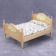 thumbnail image 3 of Mueble de casa de muñecas en miniatura, cama de madera a escala 1:12 con ropa de cama, 3 of 3