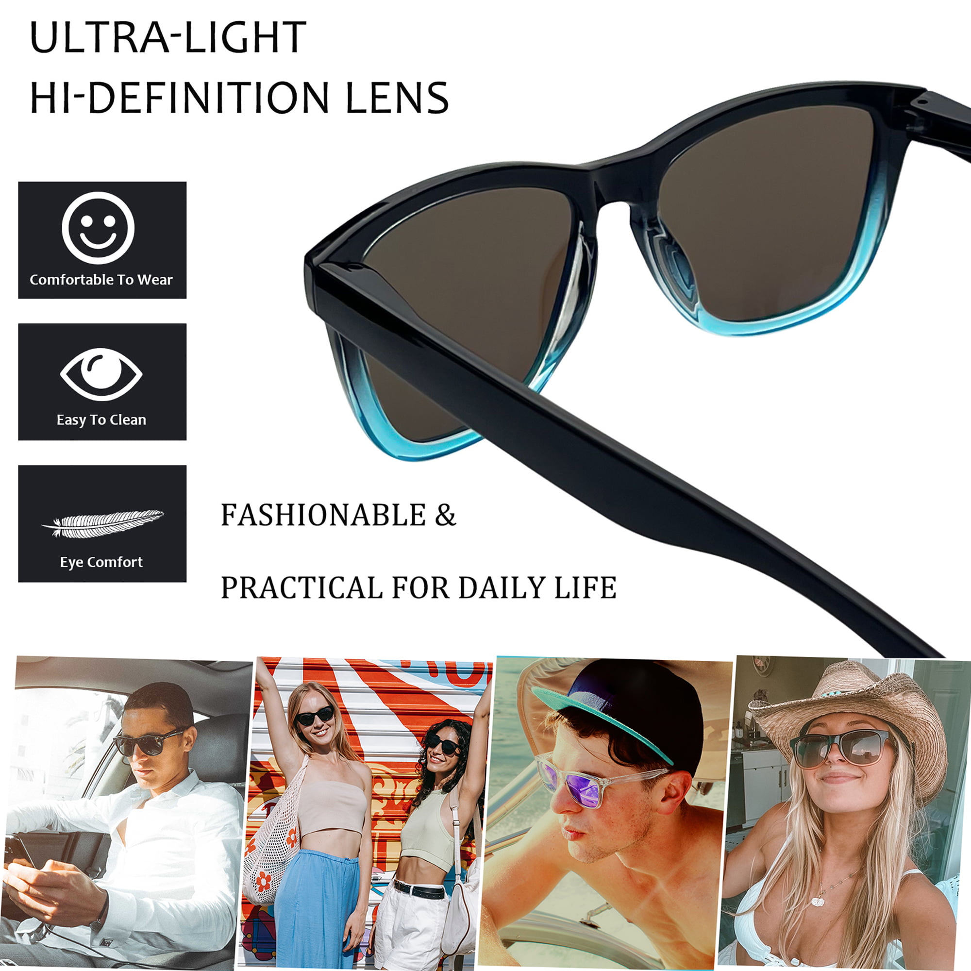 Joopin Square Polarized Sunglasses for Men Women, Lightweight Rectangle  UV400 Mirrored Sport Sun Glasses (Ice Blue) 