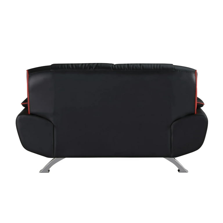 Two Piece Indoor Black Genuine Leather Five Person Seating Set Two Piece Indoor Black Genuine Leather Five Person Seating Set