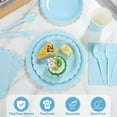 thumbnail image 3 of 350-Piece Light Blue Paper Plate and Napkin Set for Parties, Includes Cutlery, 3 of 6