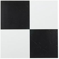 Roman Palace Collection 20 Pack of 12" x 12" Self Adhesive High Gloss (No Wax) Finish 1.2mm Thick Vinyl Tiles - Black