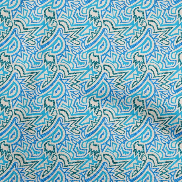 oneOone Georgette Viscose Medium Blue Fabric Abstract Fabric For Sewing Printed Craft Fabric By The Yard 42 Inch Wide