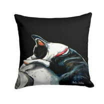 Carolines Treasures MW1315PW1414 Boston Terrier Spot in the Sun Fabric Decorative Pillow  14Hx14W multicolor