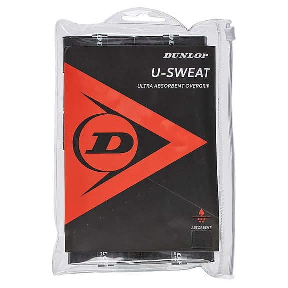 Dunlop Sports U Sweat Overgrip, 12 Grip Bag, Black