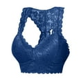 thumbnail image 2 of ZNQHFRE Women’s V-Neck I-Back Wireless Lace Bralette Soft Comfort Sexy Everyday Lingerie Blue L, 2 of 3