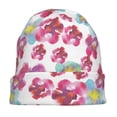 thumbnail image 7 of Naloa Watercolor Flowers Soft Beanie Hat, Knit Beanie Daily Beanie in Fine Knit for Women Men Winter Travel, Outdoor, 7 of 7
