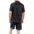 thumbnail image 2 of Besolor Men's Satin Pajama Set Short Sleeve Button down Shirts and Shorts Pjs Set 2 Piece Sleepwear, 2 of 7
