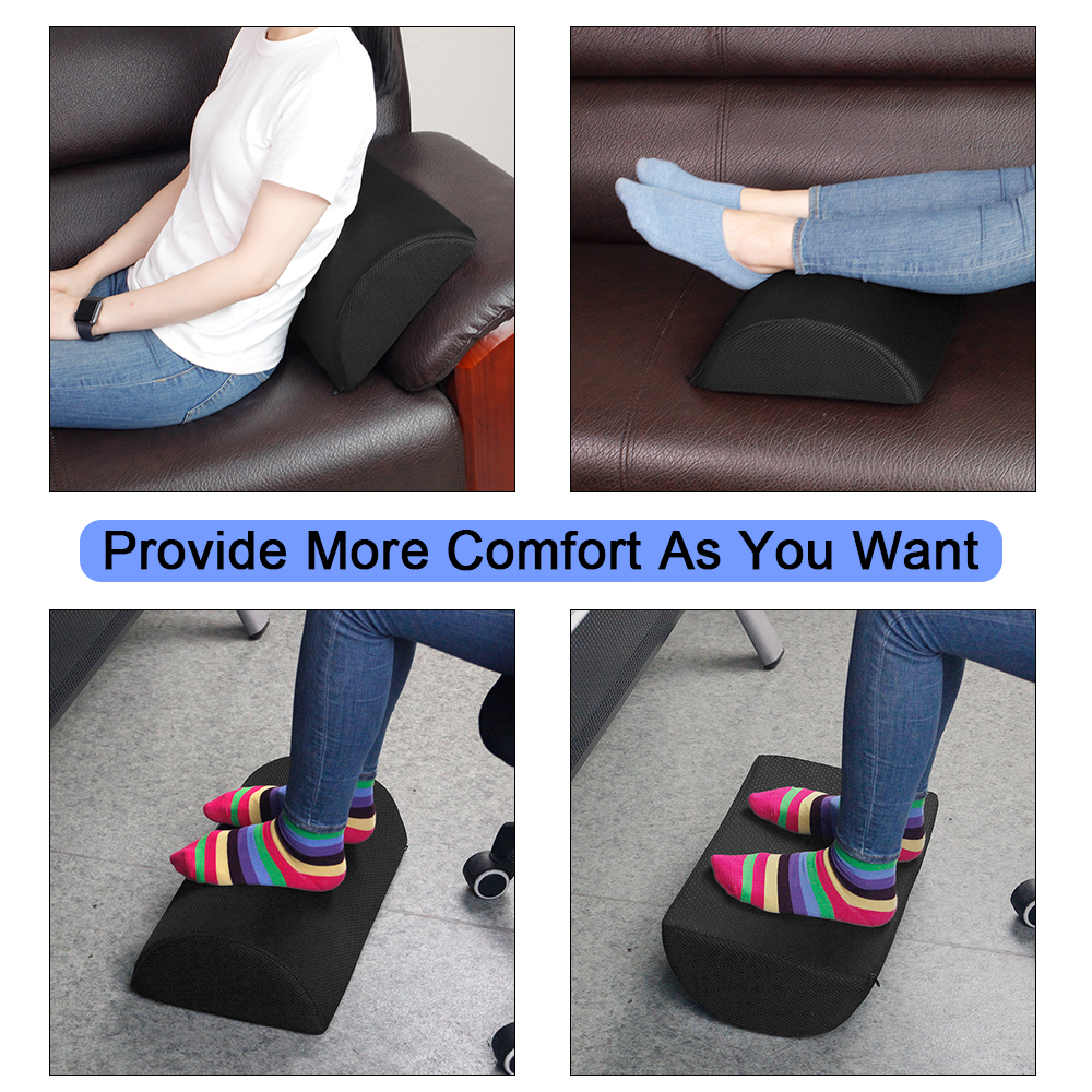 Footrest for Under Desk with Non-Slip Massaging Micro Beads Base Firm Foam Half-Cylinder Ergonomic Footstool for Home Office Desk Airplane Travel Black Mesh - image 5 of 8