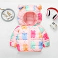 thumbnail image 3 of Toddler Baby Girl Winter Coats Windproof Warm Long Sleeve Cartoon Animal Print Jacket Coats, 3 of 8
