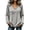 Grey, variant on Women's Waffle Knit V-Neck Fringe Trim Tops Long Sleeve Boho Vintage Shirts Loose Fit Raw Edge Hem Lightweight Sweater Dressy Casual Fall Vacation