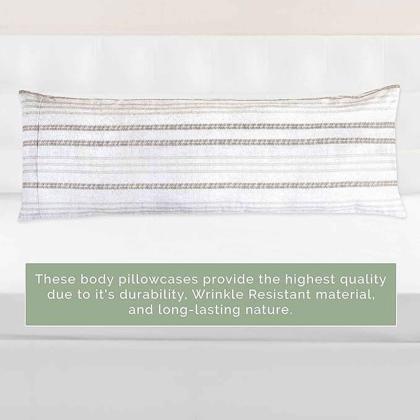Elegant Comfort Striped Print Body Pillowcase, 1500 Series Hotel Quality Microfiber, Soft and Smooth with Hidden Zipper Closure, Body Pillowcase, Traci Linen