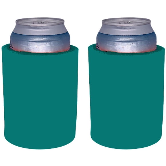 Enfriador de latas Old School de espuma gruesa en blanco (paquete de 2 turquesas)