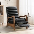 thumbnail image 5 of Bonzy Home Mid-Century Modern PU Leather Recliner with Adjustable Backrest & Footrest – Solid Wood Frame Accent Chair for Living Room, Bedroom & Sunroom, Black, 5 of 7