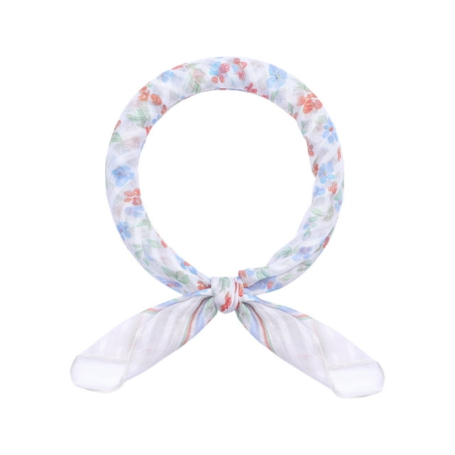 Inspire Chic Pañuelos Cuadrados Impresos con Rayas Florales para Mujeres, Pañuelo de Cabeza de Gasa Mezclada de Algodón en Rojo, Verde y Azul 58x58cm