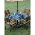 thumbnail image 3 of Outdoor Tablecloth with Umbrella Hole & Zipper, Navy Blue Anchor Nautical Square Tablecloth 54x54 Inch, Coastal Rudder Beach Patio Table Cover Waterproof Table Cloth for Picnic/Party, 3 of 7