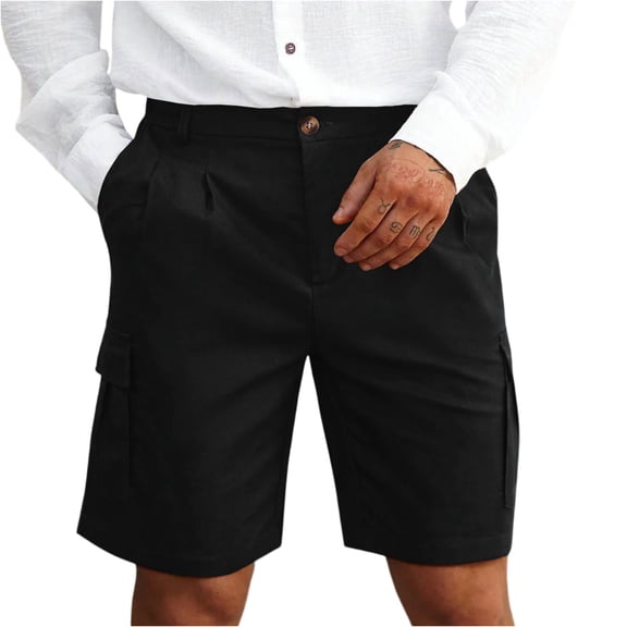 Zimjoy Men's Cargo Shorts Classic 10" Inseam Relaxed Fit Casual Outdoor Work Shorts with Multi Pocket for Fishing Camping Golf, Black L