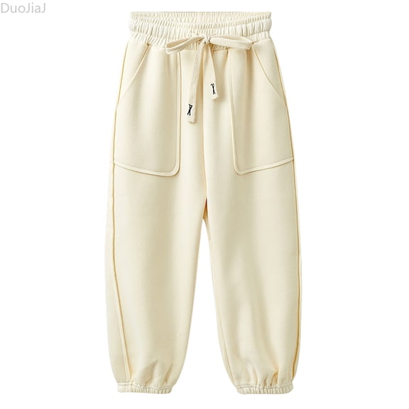 DuoJiaJ Toddler Kids Baby Girls Boys Pants Athletic Active Jogger Pants Sweatpants Thick Winter Warm Long Bottoms Trousers Girls Track Pants Size 18-24 Months,Beige