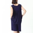 thumbnail image 5 of Defitshape Women's Plus Size Pajama Set Cotton 2 Piece Pj Sleepwear Sleeveless Tank and Shorts Nightwear Lounge Loungewear with Pockets Soft Comfy Navy 5X, 5 of 5
