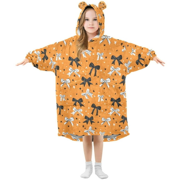joogoo Wearable Blanket Hoodie for Halloween Bows Oversized Sherpa Hooded 3-14 YR M