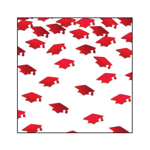Beistle Graduation Cap Party Confetti Bags - 0.5 oz. - Red - Pack of 6