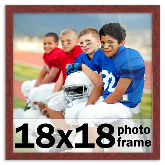 18x18 Frame Brown Mahogany Solid Wood Picture Frame Includes UV Acrylic Plexiglass, Acid Free Foam