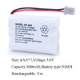 thumbnail image 2 of 2-Pack 3.6v Replacement Batteries for Uniden Cordless Home Phone BT446 BP-446 BBTY0503001 BT-1004 BT-1005 GE-TL26402 BT-504 CPH-488B, 2 of 4