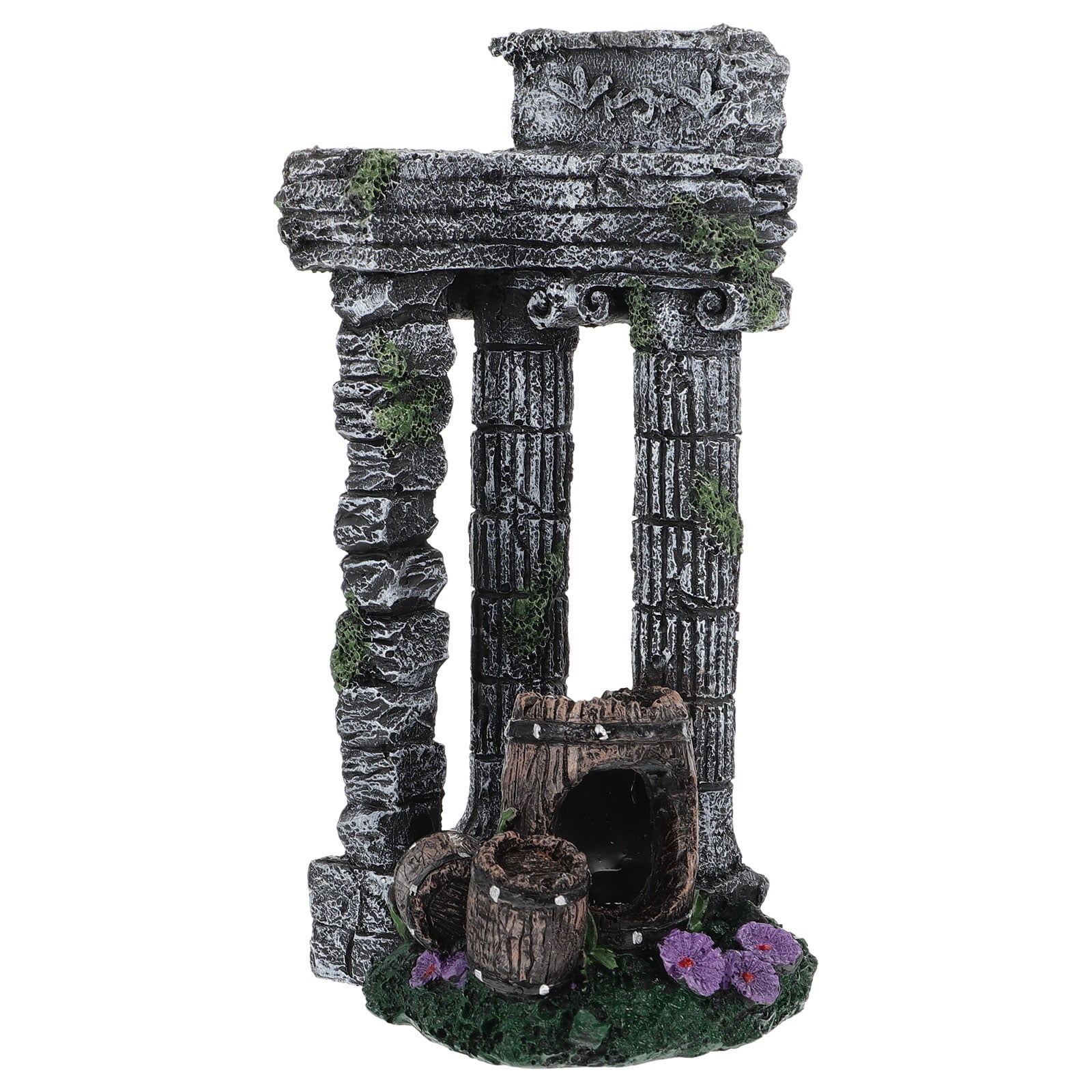 Tank Aquarium Ornament Stand Decor Castle Column Roman Hideout Bubbler