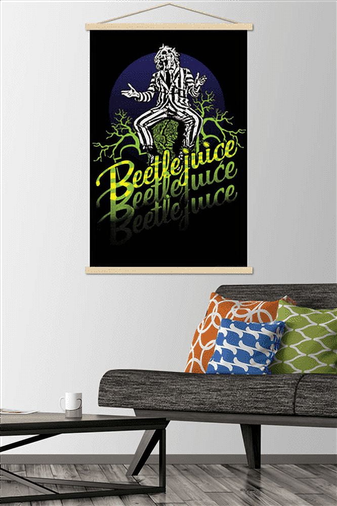 Beetlejuice - Yellow and Green Neon Wall Poster with Magnetic Frame, 22.375" x 34"