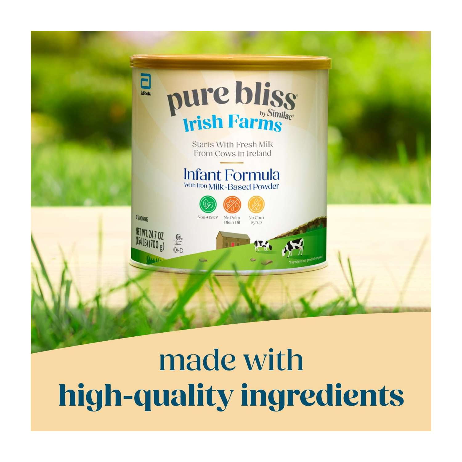 (4 pack) Pure Bliss by Similac Irish Farms Powder Baby Formula, Easy to Digest, 24.7-oz Can