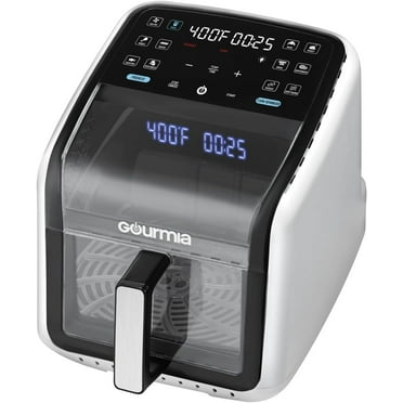 Gourmias Panorama 7-Quart Digital Air Fryer with Panoramic Viewing Window, Holographic Display, 12 Cooking Presets, FryForce 360° Technology, Dishwasher-Safe Nonstick Basket, 1500 Watts, White