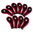 thumbnail image 3 of 10Pcs Golf Iron Headcover Set Golf Club Head Cover Protector Sleeve for Training Red and Black, 3 of 8