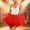 Red, variant on QSAWXQZ Women Tutu Skirt High Waist Elastic Waisted Pleated Tulle Dress up Skirt Party Free Size