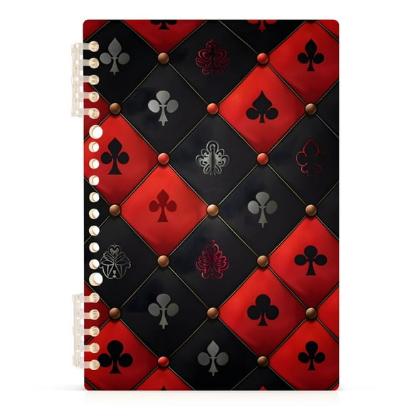 Red and Black Lattice Spiral Journal Notebook College Ruled Notebook 8.3" x 5.7" A5 Lined Thick Paper Page