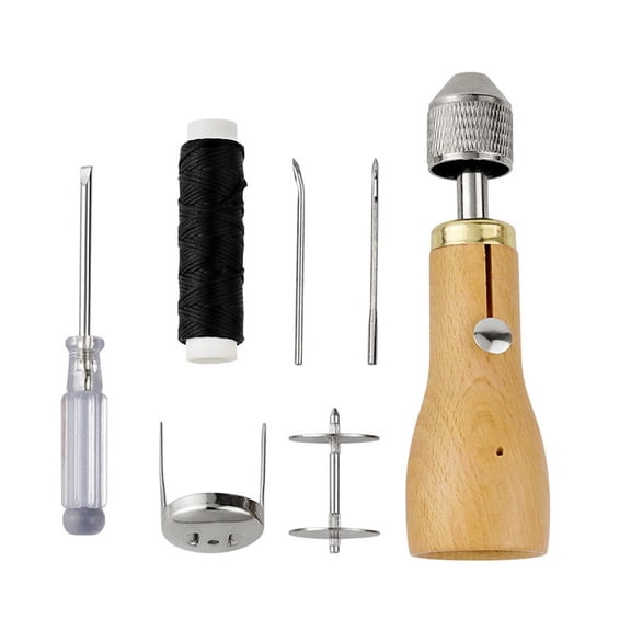 Leather Sewing Tool Set, Leather Stitch Sewing Awl Waxed Thread Curved & Cone Needles, Built in Spool DIY Craft Leather Sewing Kit with Screwdriver, Leather Sewing Accessories