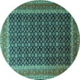 thumbnail image 1 of Ahgly Company Machine Washable Indoor Round Persian Turquoise Blue Traditional Area Rugs, 4' Round, 1 of 4