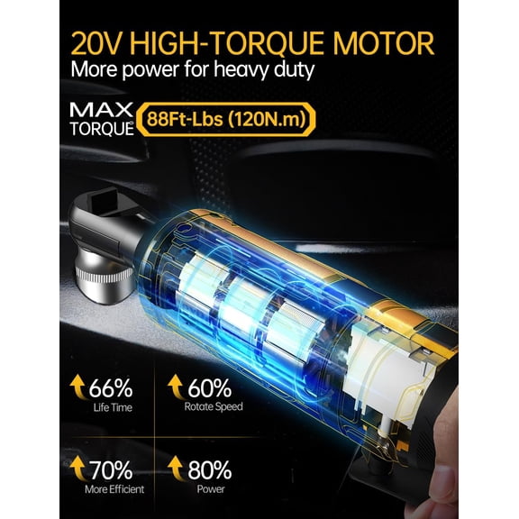 ApexPower 3/8" Cordless Ratchet Wrench for 20V Max Battery