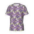 thumbnail image 3 of Yiaed Violets Flowers Print Mens Short Sleeve Tight Fit T-Shirt, Crewneck Casual Tee-Large, 3 of 5