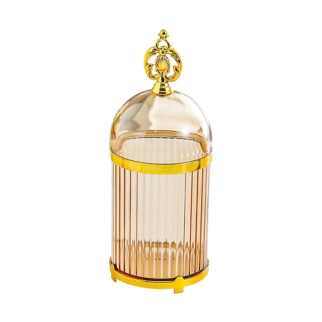 Tarro de almacenamiento Tenedor Contenedor de almacenamiento Decoración del hogar con tapa Cuchara de café Tenedor de postre borde de oro ámbar