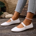 thumbnail image 6 of Avrnliq White Square Toe Flats for Women Mary Jane Style Comfortable Work & Casual Shoes Adjustable Buckle Strap PU Faux Leather,Size 43, 6 of 9