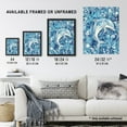 thumbnail image 3 of Artery8 Dolphin in Blue Floral Pattern Watercolour Living Room Artwork Framed Wall Art Print A4, 3 of 3