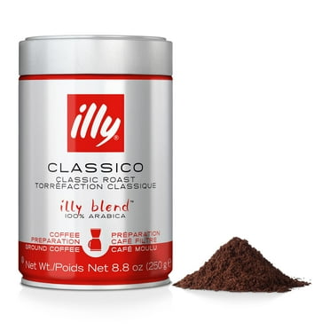 Illy Classico Ground SCH4 Drip Coffee, Medium Roast, Classic Roast With Notes Of Chocolate & Caramel, 100% Arabica Coffee, No Preservatives, 8.8 Ounce (Pack Of 1)