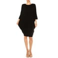 thumbnail image 3 of Women's Casual Loose Fit Long Sleeves Dolman Style Solid Midi Dress, 3 of 7