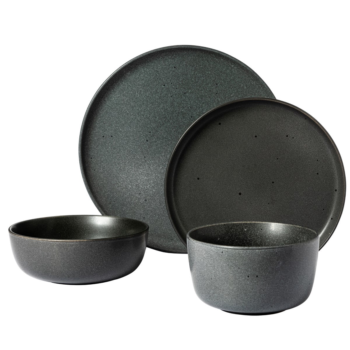 Gibson Elite James Street 16 Piece Stoneware Matte Reactive Double Bowl Dinnerware Set - Truffle Grey