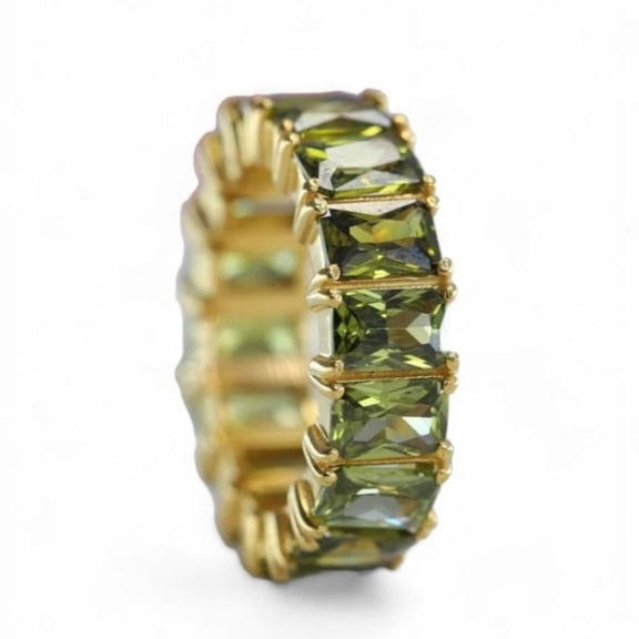 Peridot Eternity Band in 14k Solid Gold, Rose Gold, White Gold